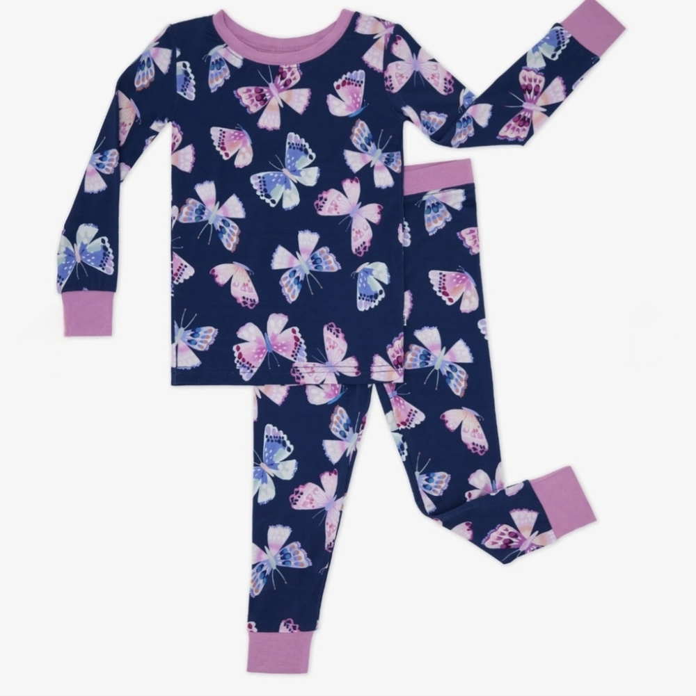 Little Sleepies Royal Butterflies Two-Piece Pajama Set 5/6 NIB